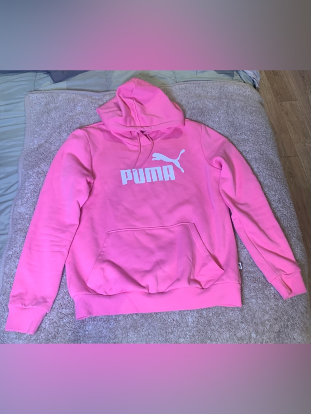 Puma Bubblegum Pink Hoodie with White Logo LIKE NEW